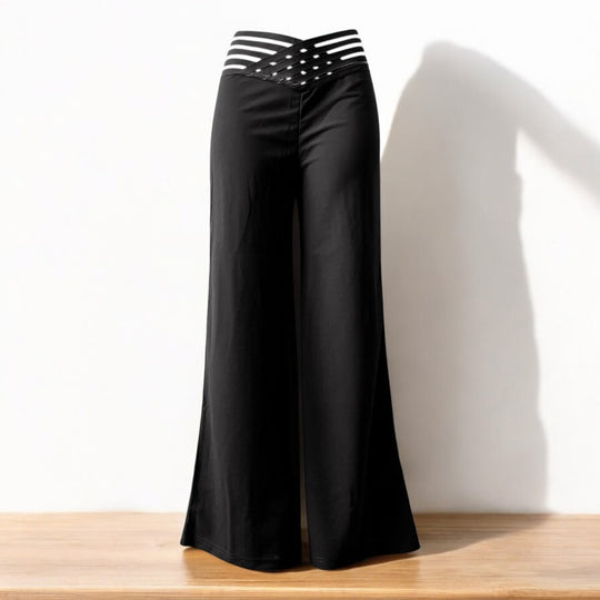 Pantalon évasé en maille transparente croisée pour femme