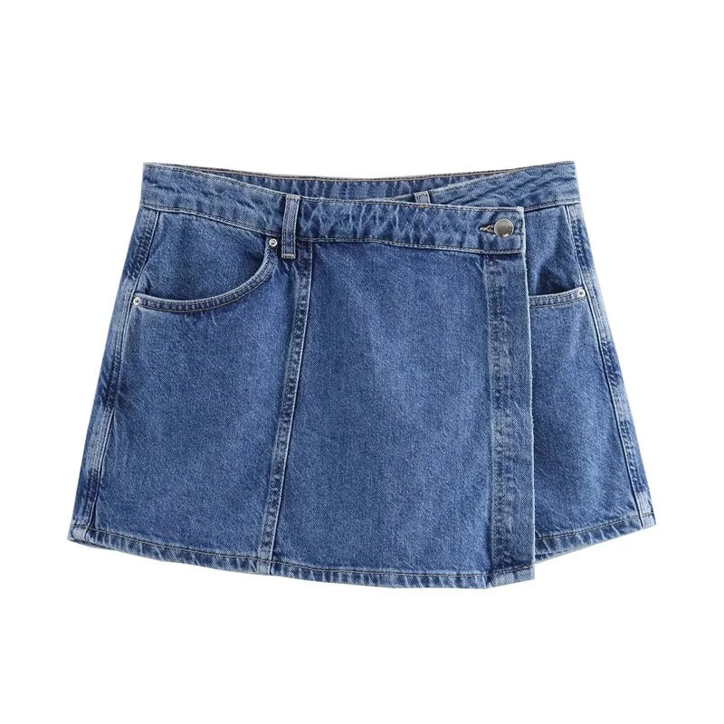 Jupe en jean et chemise courte à manches courtes pour femmes