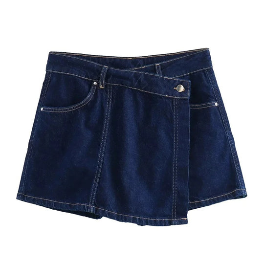 Jupe en jean et chemise courte à manches courtes pour femmes