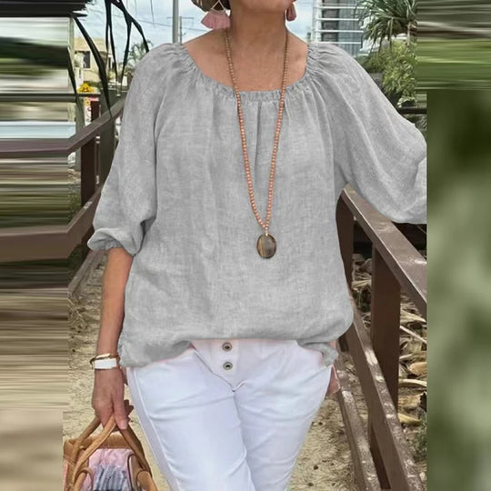 Blouse ample décontractée à manches courtes pour femme