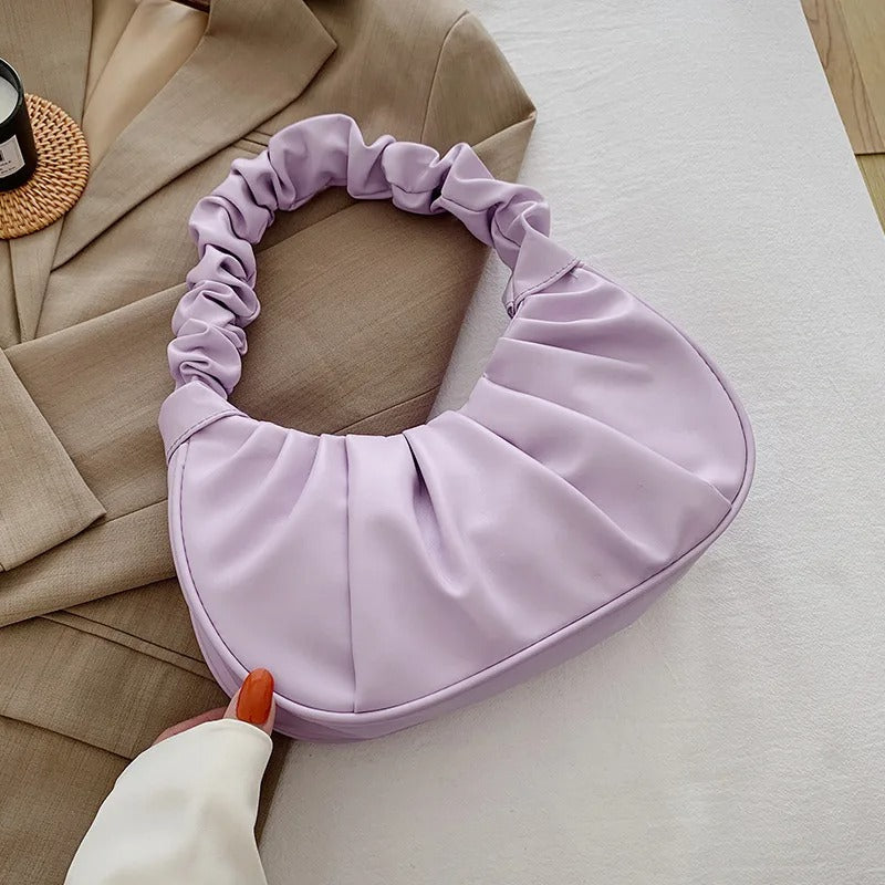 Sac à bandoulière en PU plissé pour femme