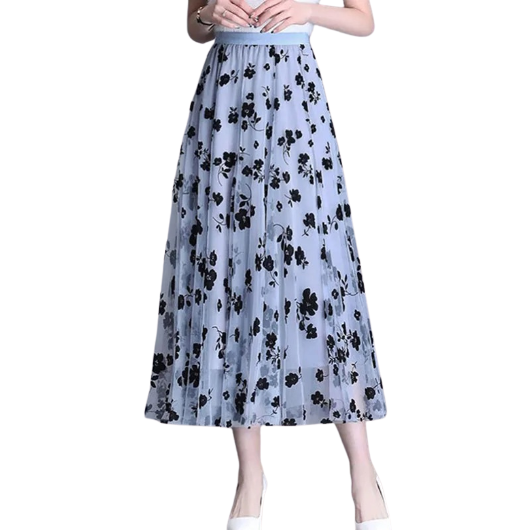 Jupe en maille fleurie pour femme
