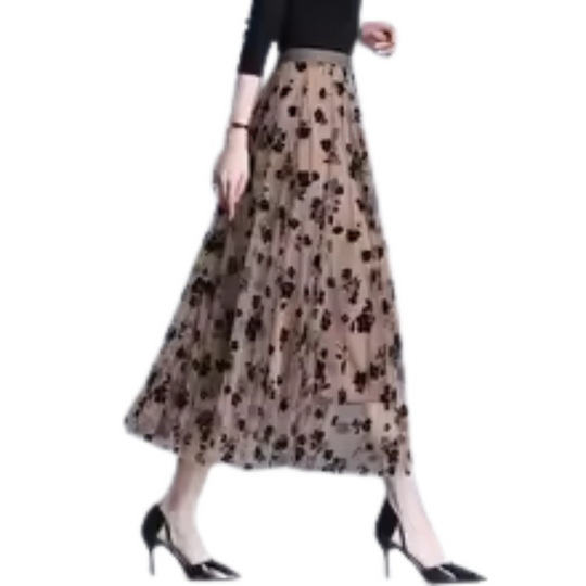 Jupe en maille fleurie pour femme