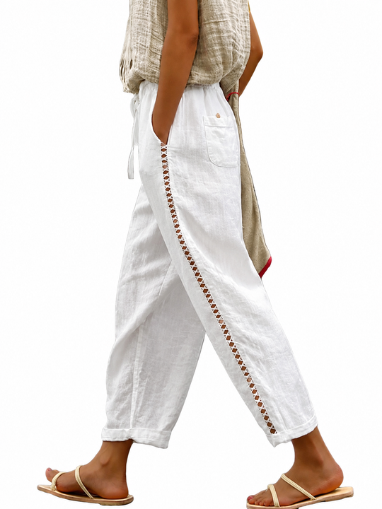 Pantalon Court Femme Élastique avec Poches