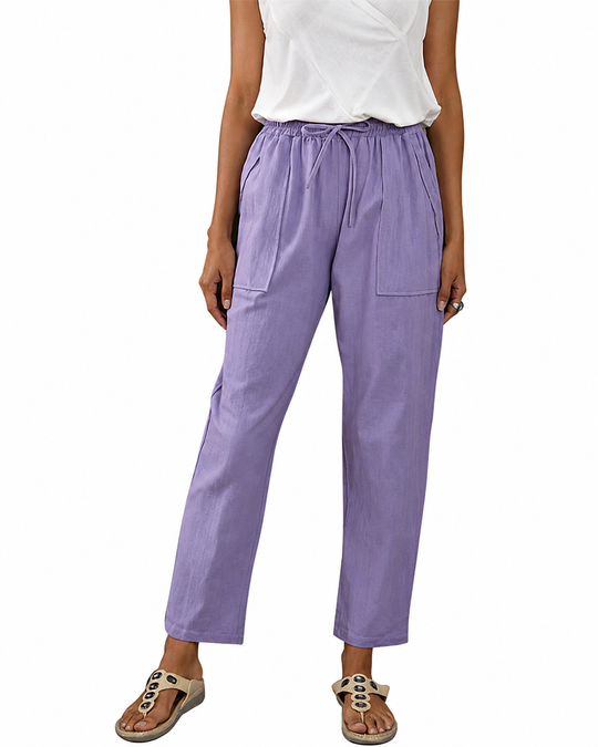 Pantalon de détente femme taille élastique avec poches