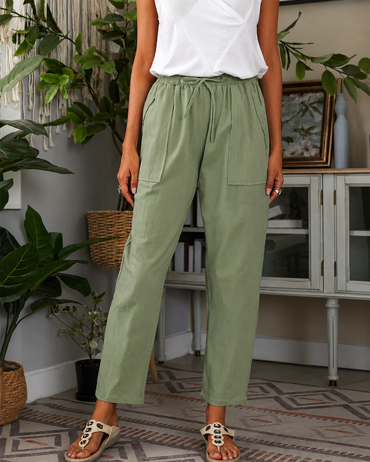 Pantalon de détente femme taille élastique avec poches