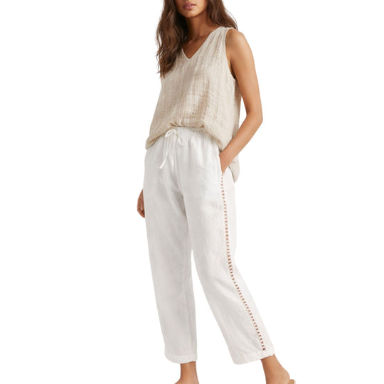 Pantalon Femme Cropped Uni au Style Léger