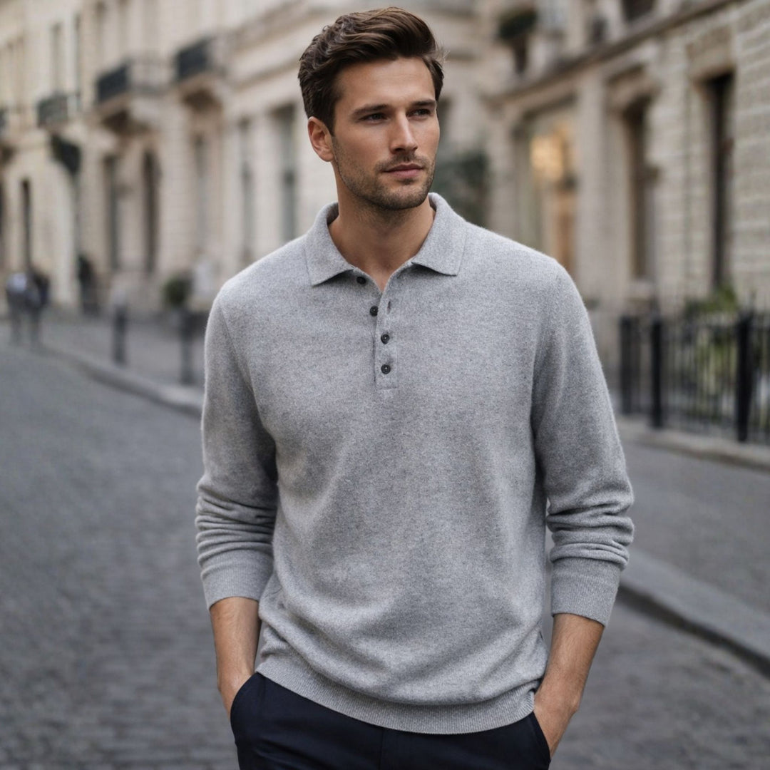 Pull Homme Cachemire Col Polo Hiver Laine Mérinos
