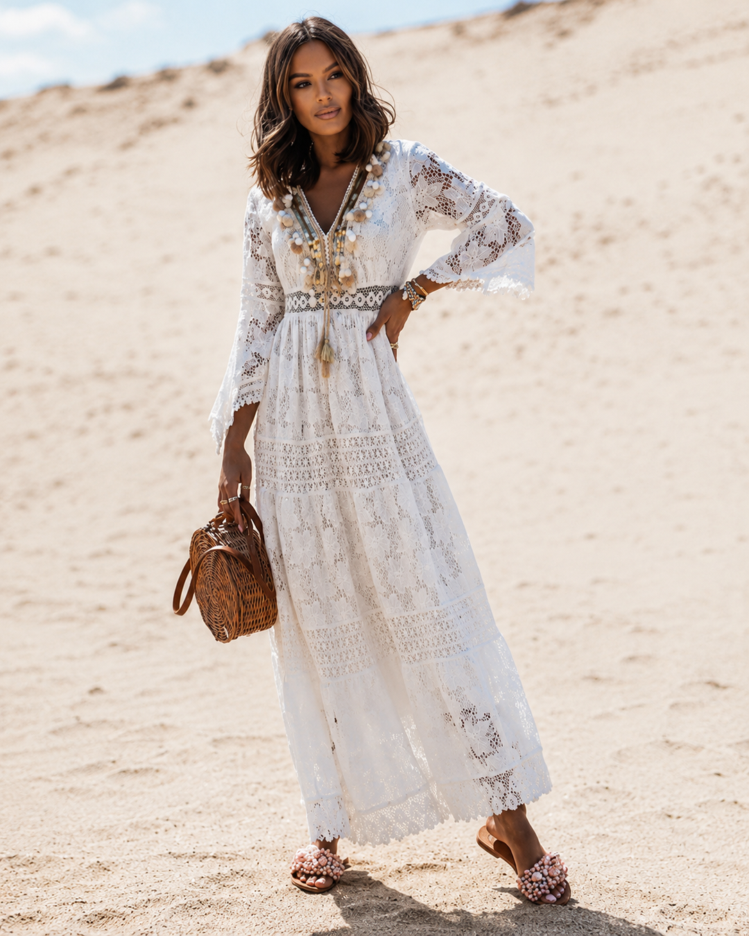 Robe Boho Longue pour Femmes en Tissu Confortable