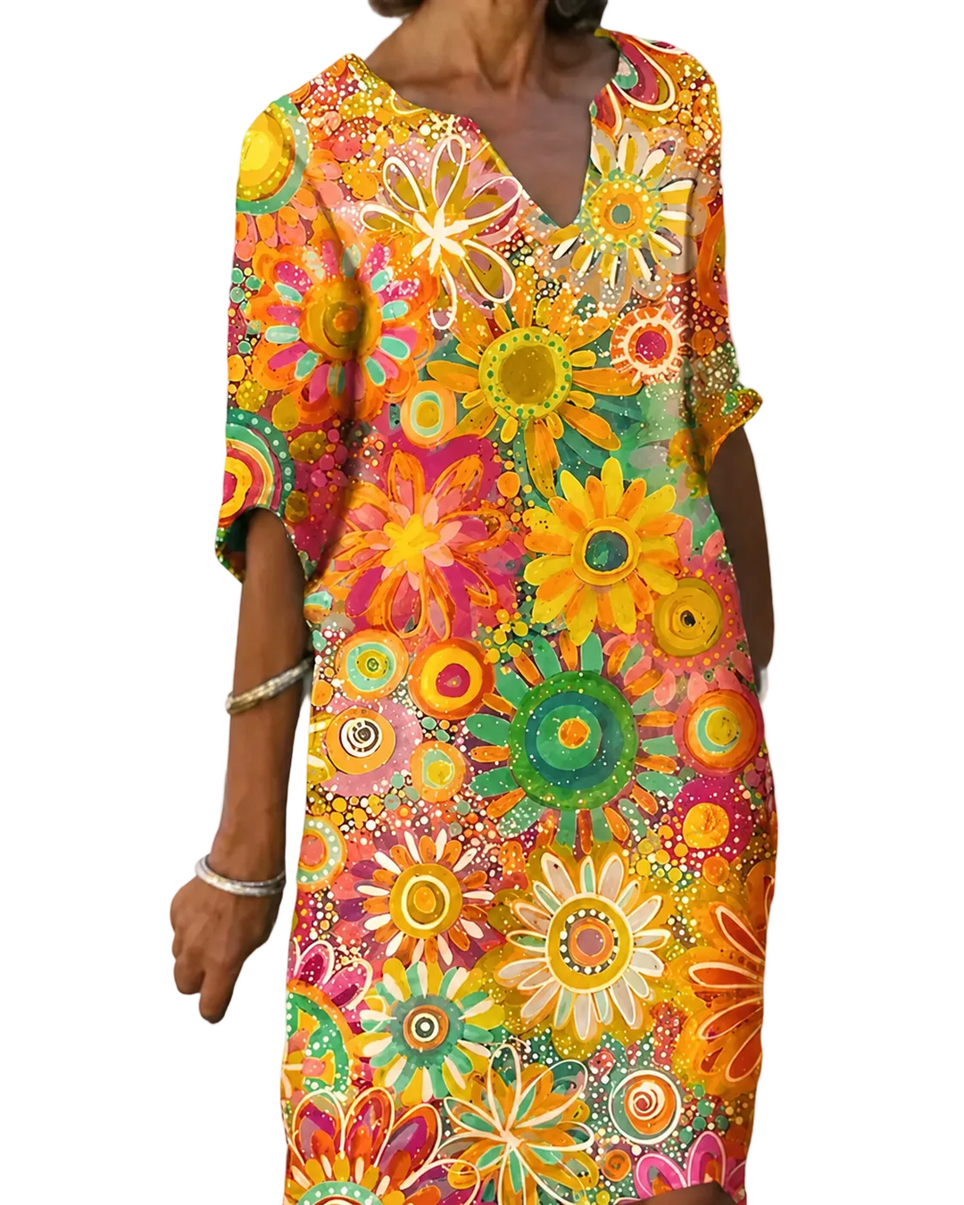 Robe Femme à V Ausschnitt Imprimé Floral