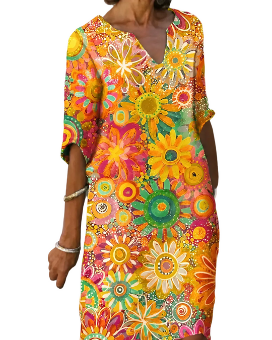 Robe Femme à V Ausschnitt Imprimé Floral