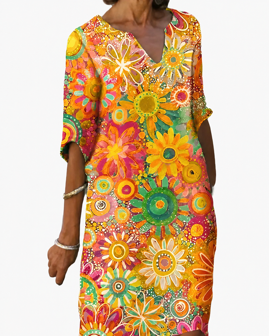 Robe Femme à V Ausschnitt Imprimé Floral