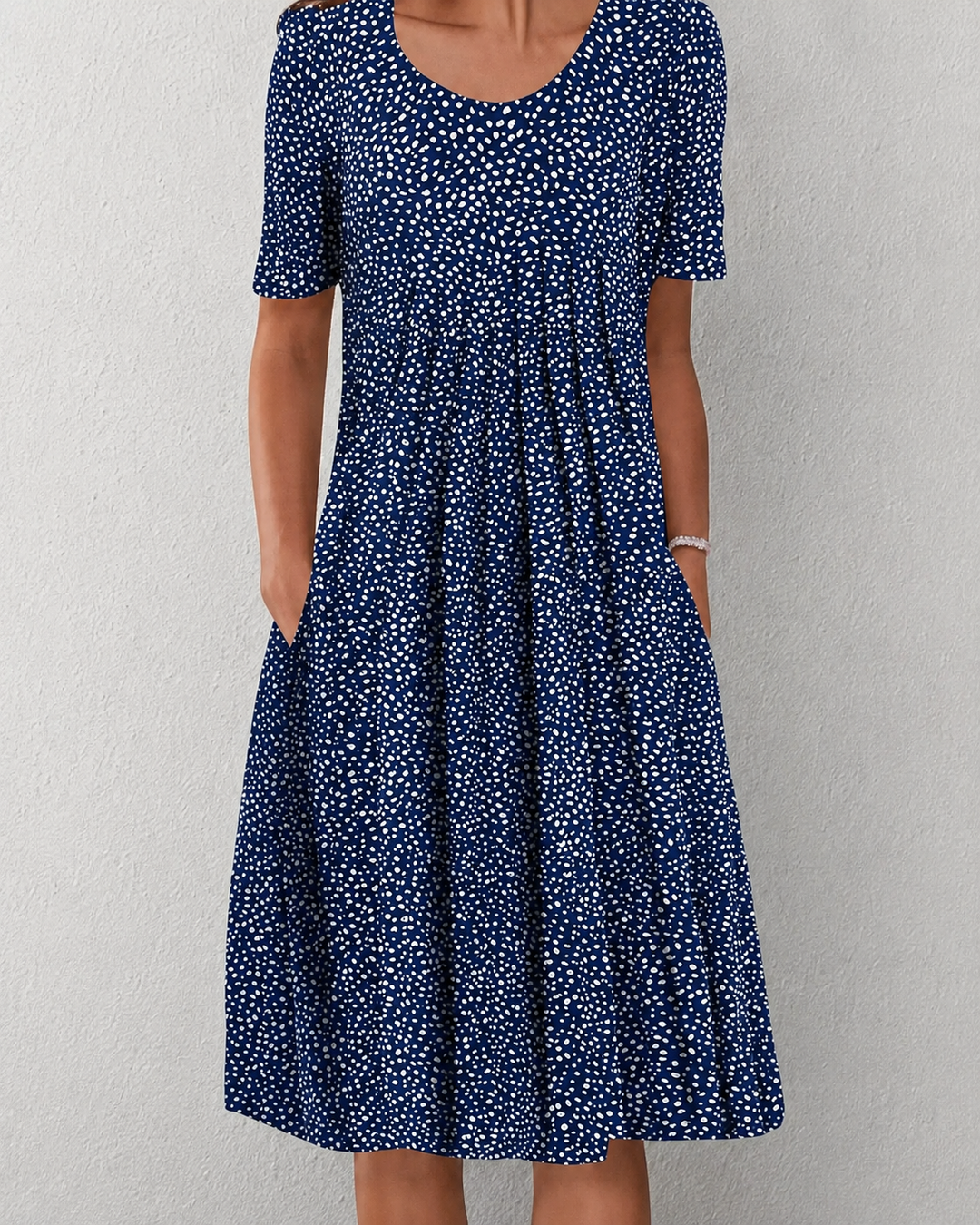 Robe Femme Midi Florale Fluide à Manches Courtes Été