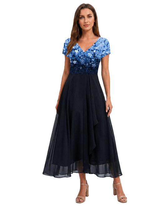 Robe Femme Midi Imprimé Floral Décolleté en V