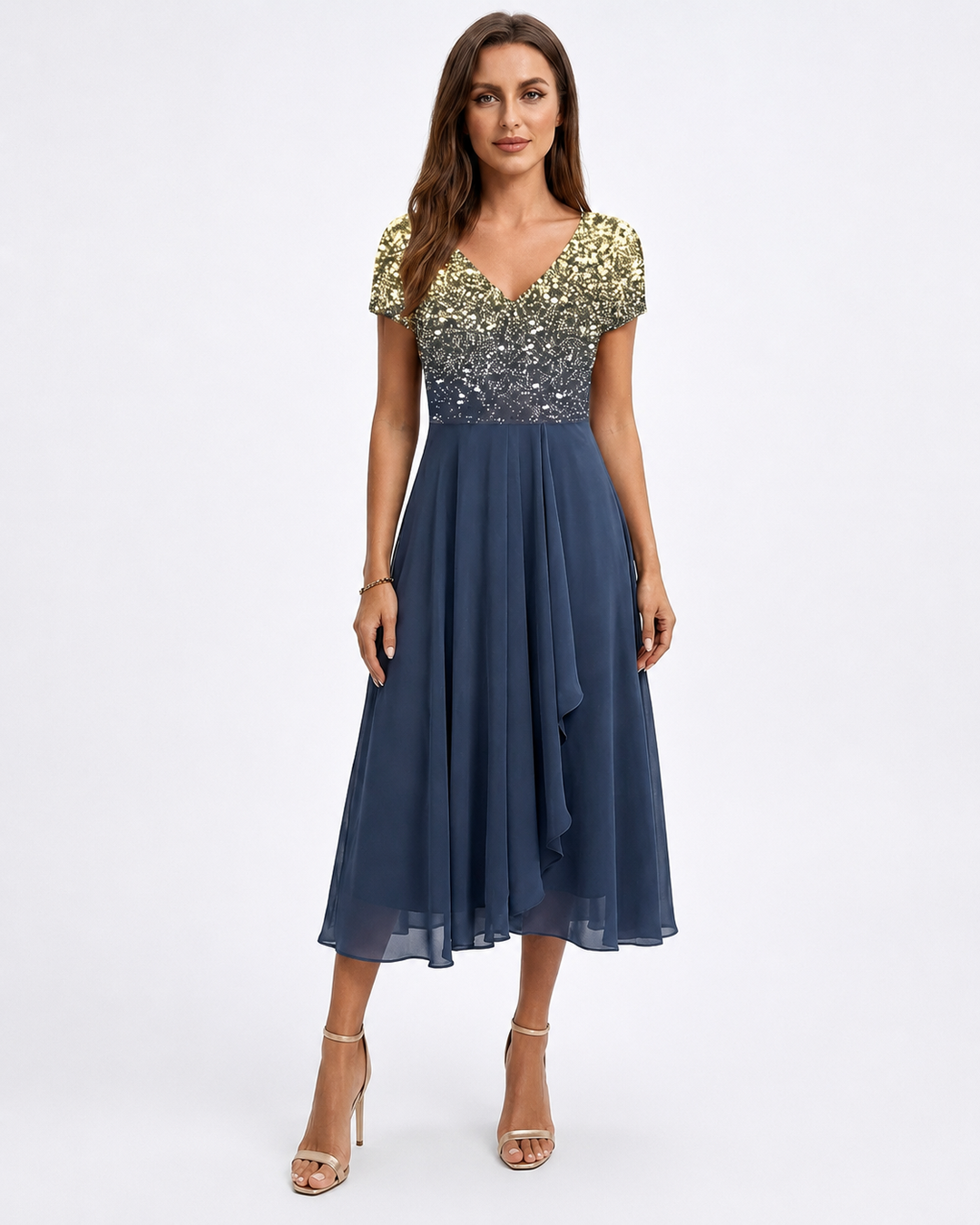 Robe Femme Midi Imprimé Floral Décolleté en V