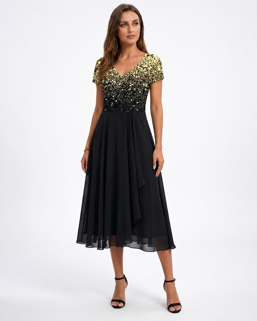 Robe Femme Midi Imprimé Floral Décolleté en V