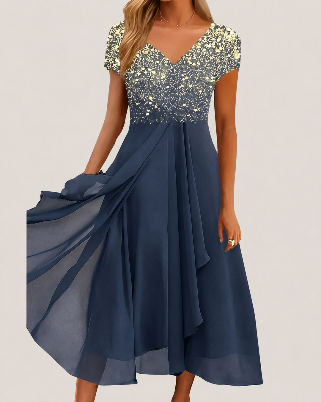 Robe Femme Midi Imprimé Floral Décolleté en V