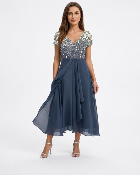 Robe Femme Midi Imprimé Floral Décolleté en V