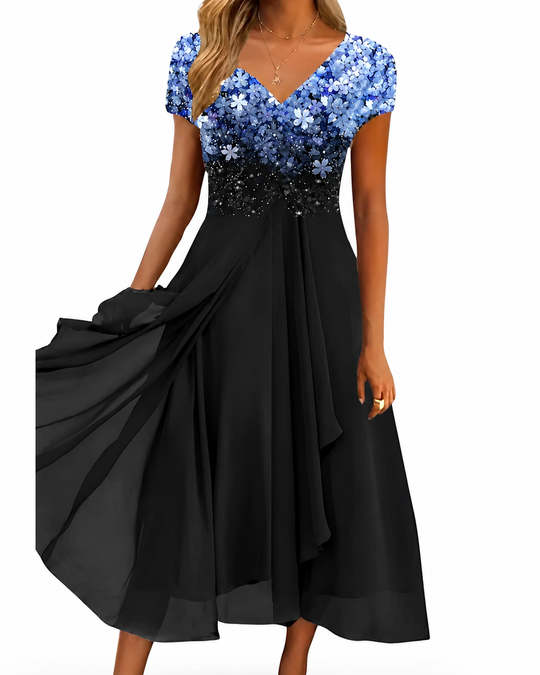 Robe Femme Midi Imprimé Floral Décolleté en V