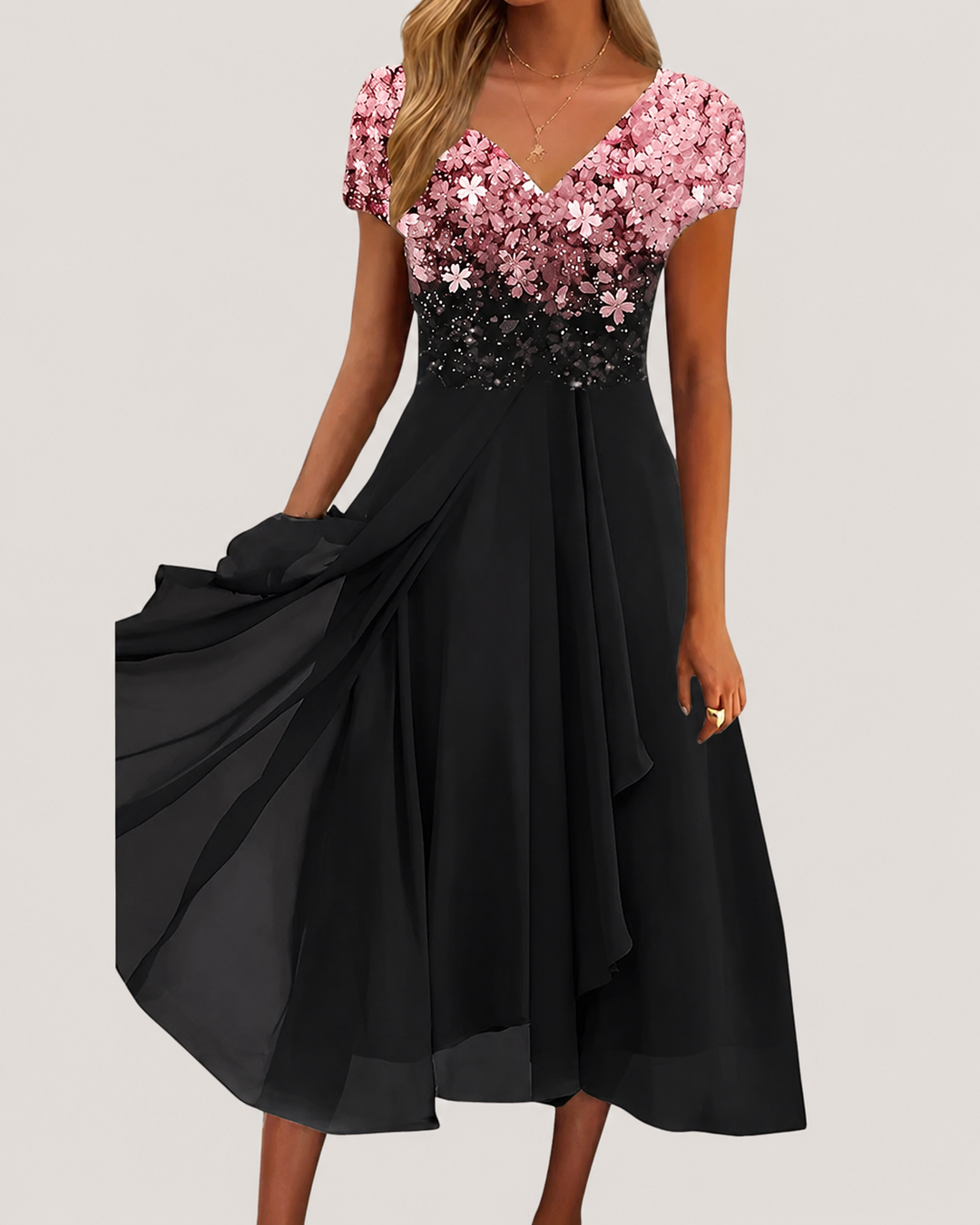 Robe Femme Midi Imprimé Floral Décolleté en V