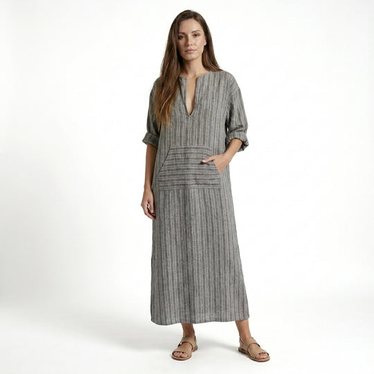Robe Longue Femme Décontractée Rayée – Style Été et Coupe Fluide