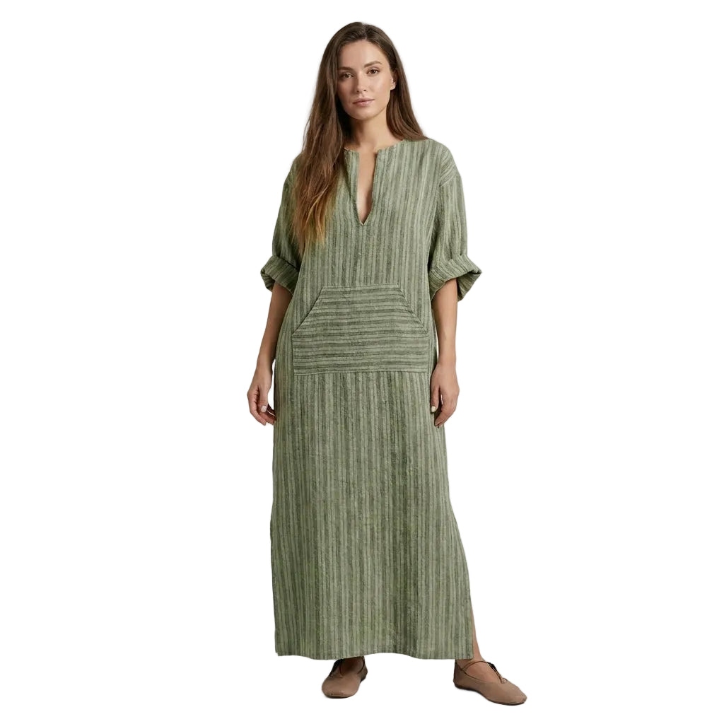 Robe Longue Femme Décontractée Rayée – Style Été et Coupe Fluide