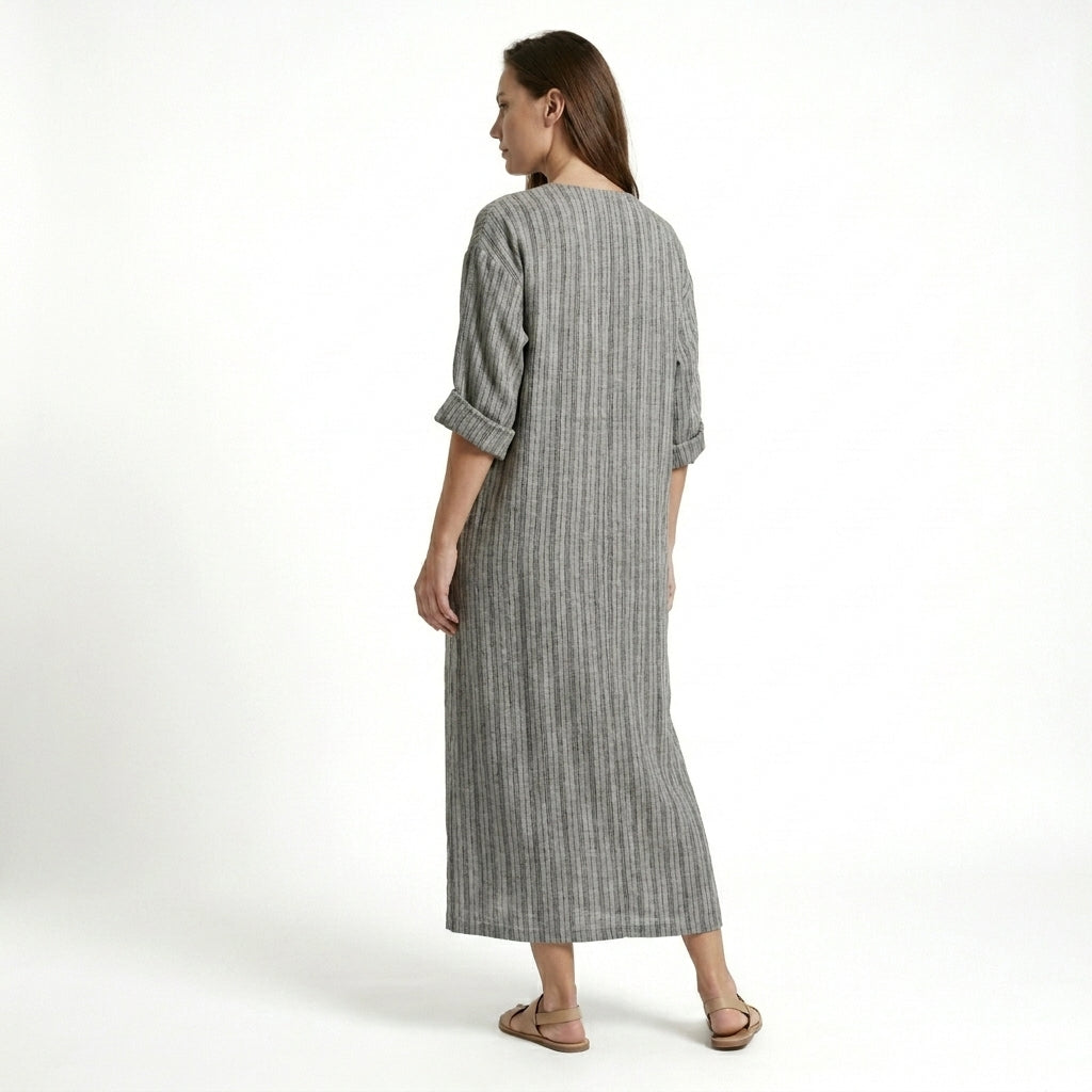 Robe Longue Femme Décontractée Rayée – Style Été et Coupe Fluide