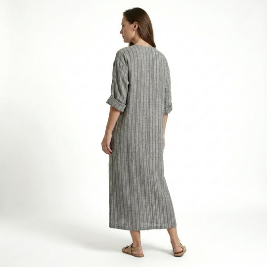 Robe Longue Femme Décontractée Rayée – Style Été et Coupe Fluide
