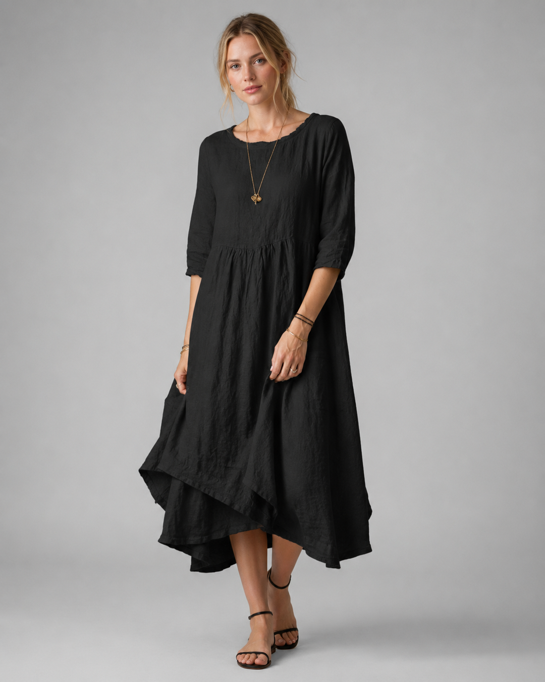 Robe Midi Femme à Manches Longues
