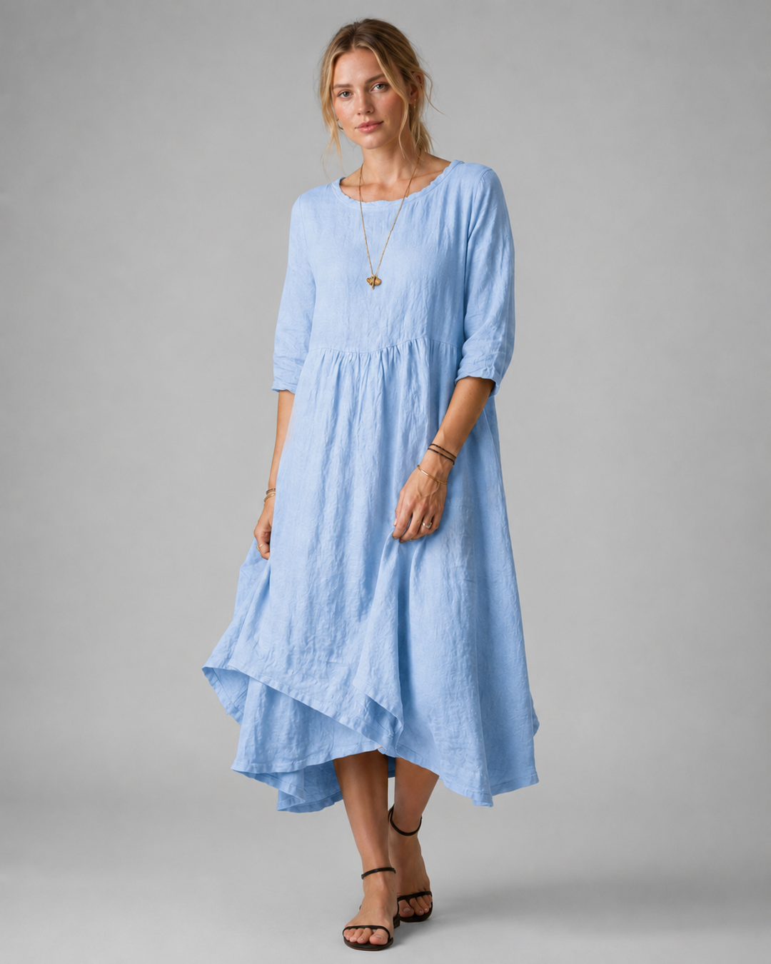 Robe Midi Femme à Manches Longues