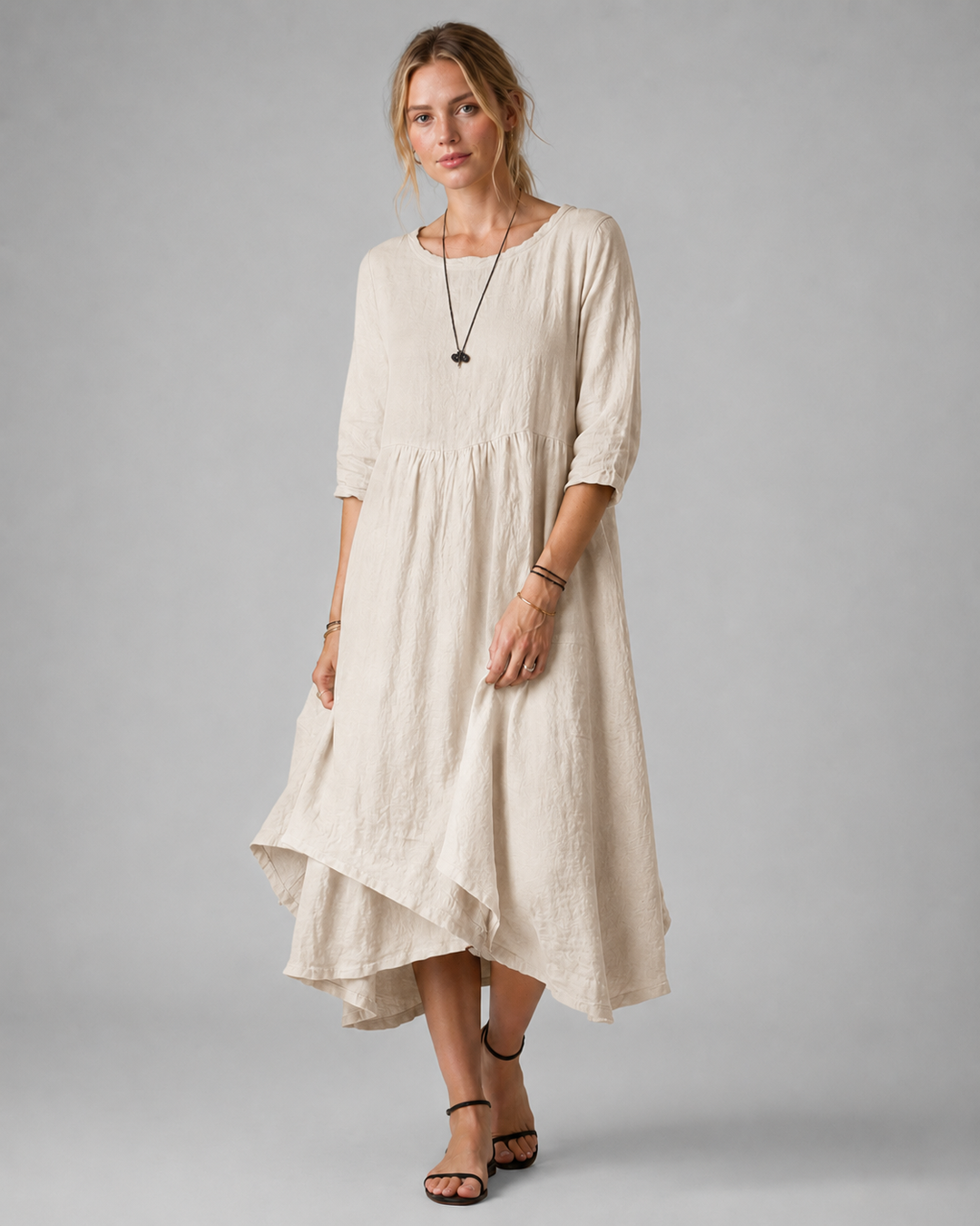 Robe Midi Femme à Manches Longues