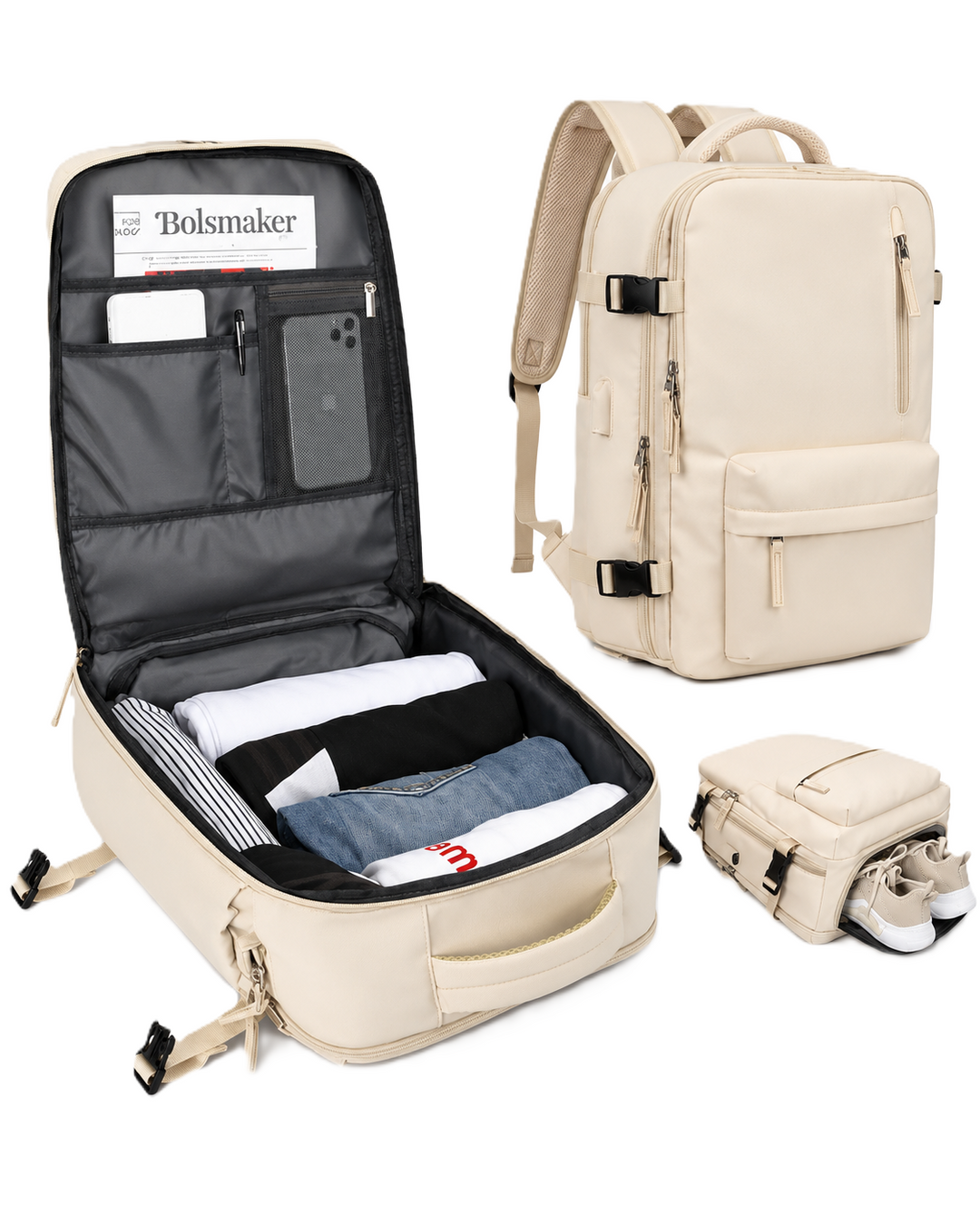 Sac à dos de voyage pour femme avec compartiments fonctionnels
