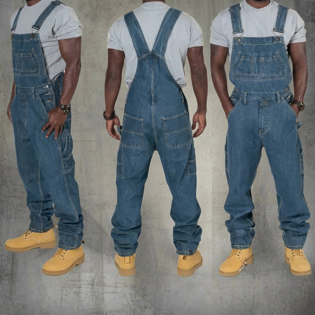 Salopette Homme Style Décontracté avec Poches Fonctionnelles