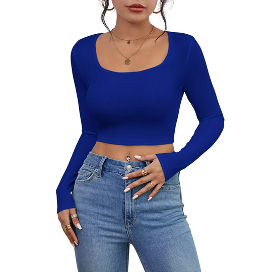T-shirt slim à col carré pour femme