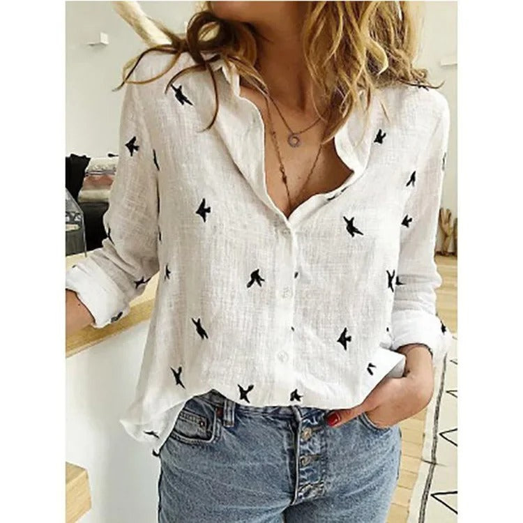 T-shirts décontractés vintage en coton et lin pour femmes