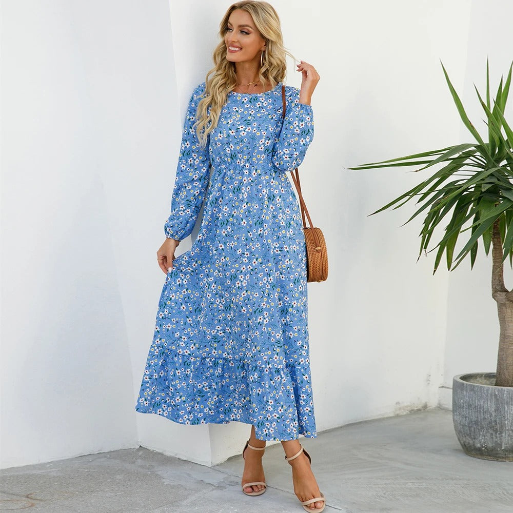Robe longue bohème en mousseline pour femme