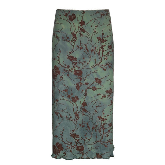 Jupe midi à imprimé floral vintage