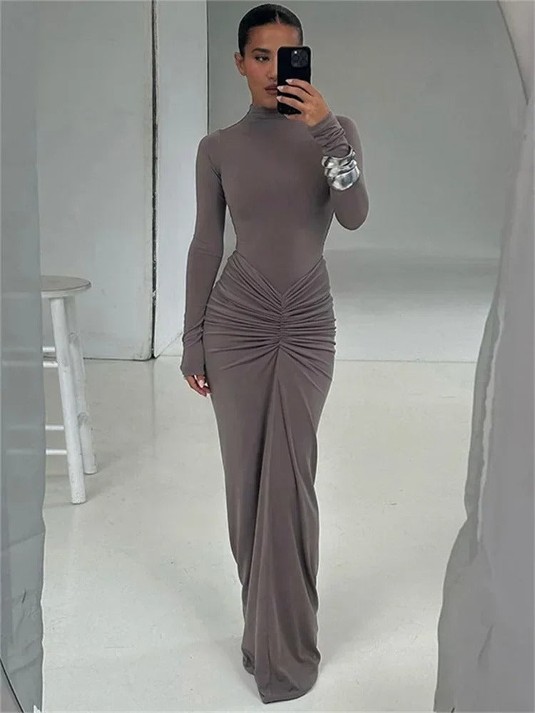 Robe de soirée plissée patchwork pour femme
