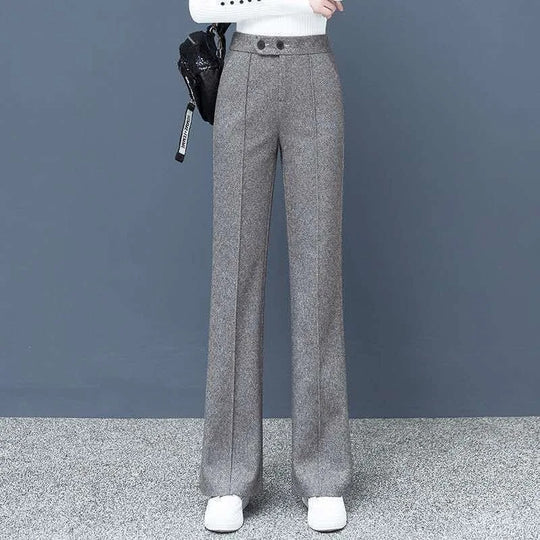 Pantalon droit en laine mélangée pour femme