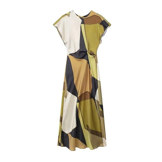 Robe vintage imprimée à découpes pour femmes