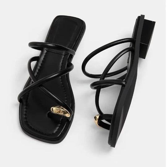 Sandales plates gladiateur pour femmes