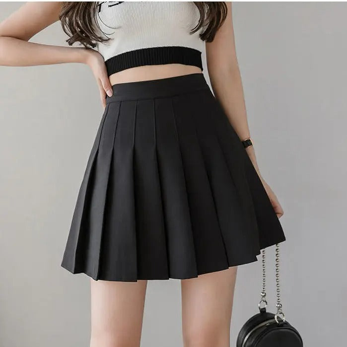 Mini-jupe plissée taille haute pour femme