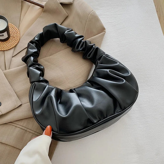 Sac à bandoulière en PU plissé pour femme