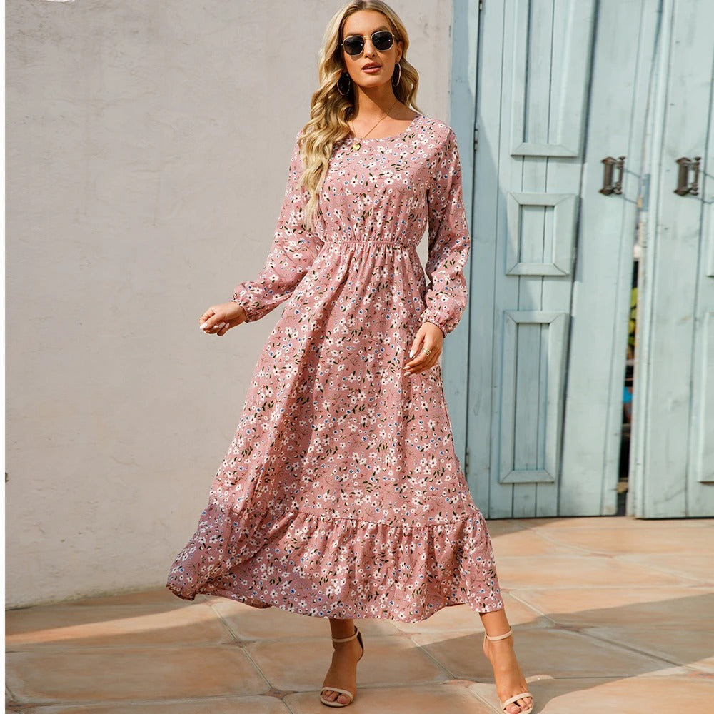 Robe longue bohème en mousseline pour femme