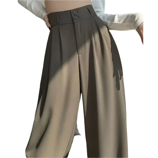 Pantalon ample taille haute style coréen pour femme