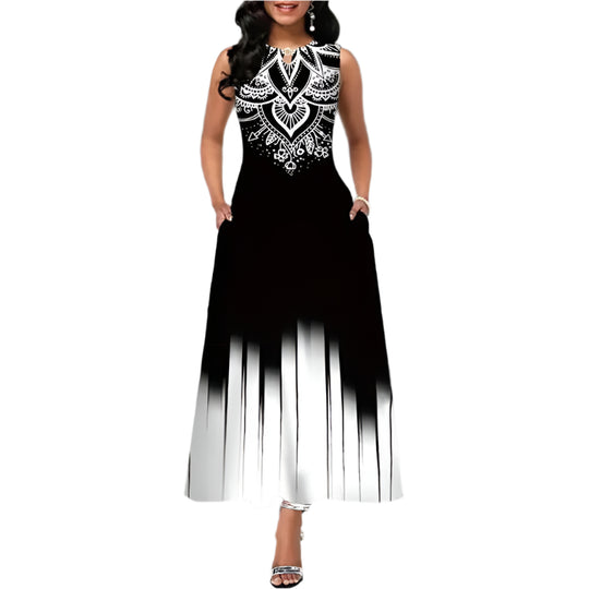 Robe bohème fleurie sans manches pour femme