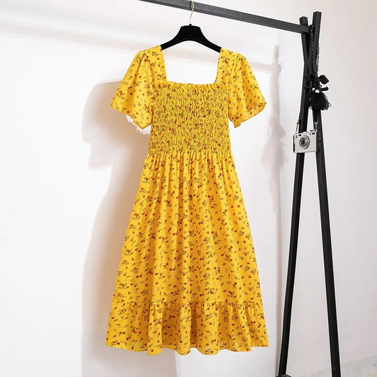 Robe midi en mousseline à fleurs pour femme