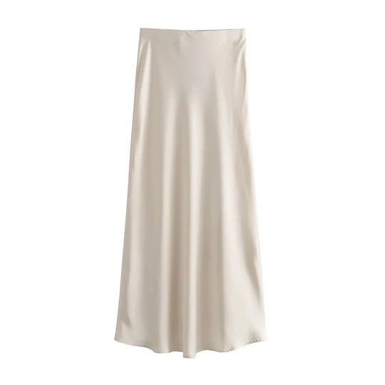 Jupe midi fluide en satin pour femme