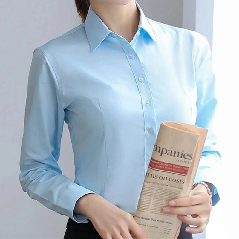 Chemisier de bureau à manches longues pour femme