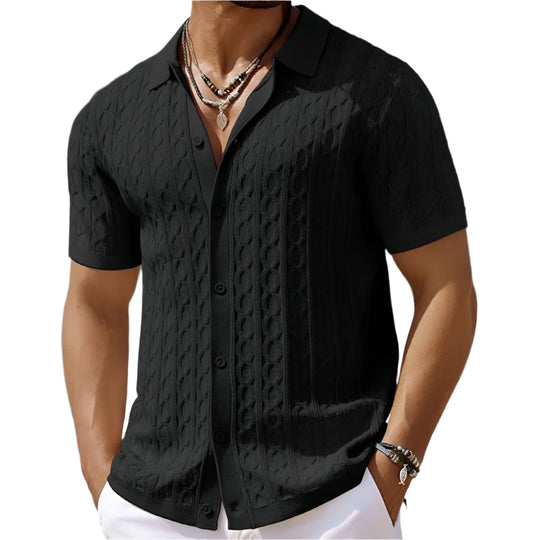Retro Jacquard strikket polo for menn